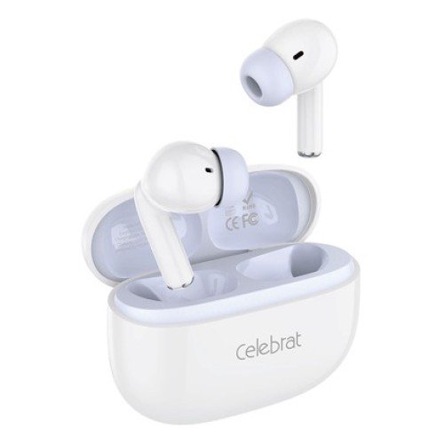 CELEBRAT CELEBRAT earphones με θήκη φόρτισης W73, True Wireless, 13mm, 33/380mAh, λευκά