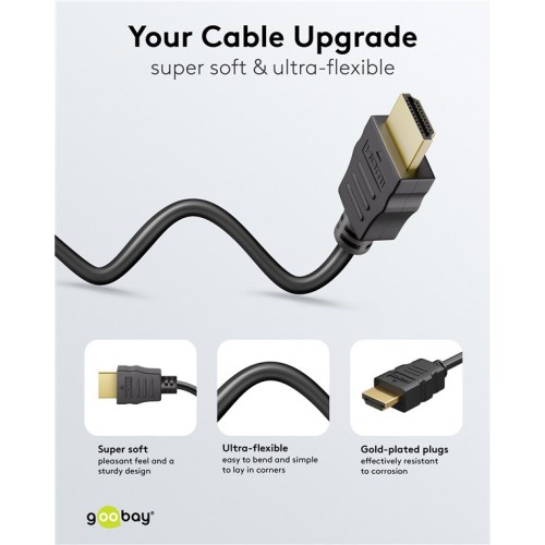 GOOBAY GOOBAY καλώδιο HDMI 80101 με Ethernet, soft, 4K/60Hz, 18 Gbps, 1m, μαύρο