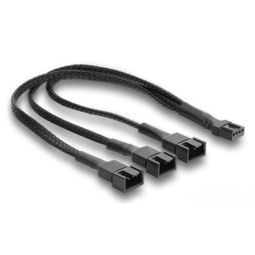 DELOCK DELOCK καλώδιο 1x 4pin PWM σε 1x 4pin PWM + 2x 3pin 91366 για ανεμιστήρες, 25cm, μαύρο