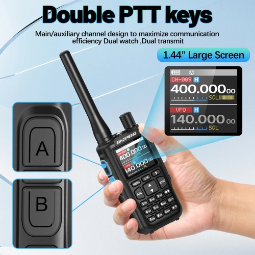 BAOFENG BAOFENG ασύρματος πομποδέκτης MINI-5, UHF/VHF, 5W/2W, μαύρος