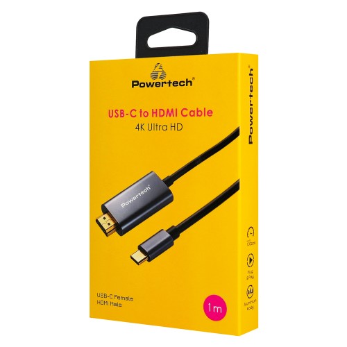 Powertech POWERTECH καλώδιο USB-C σε HDMI PTR-0209, 4K/30Hz, 10 Gbps, 1m, μαύρο