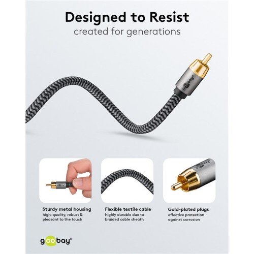 GOOBAY GOOBAY καλώδιο ήχου RCA σε RCA 65297, 3m, μαύρο/ασημί