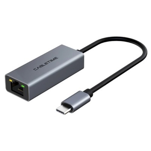 CABLETIME CABLETIME αντάπτορας δικτύου CT-CML100-AG, USB-C, 100Mbps Ethernet, γκρι
