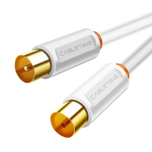 CABLETIME CABLETIME καλώδιο κεραίας CT-AV101-02, 75 Ohm, 1m, λευκό