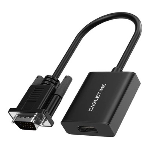 CABLETIME CABLETIME αντάπτορας VGA σε HDMI CT-AV582-VGAH με 3.5mm & micro USB, 1080p/60Hz, μαύρος