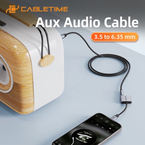 CABLETIME CABLETIME καλώδιο ήχου 3.5mm σε 6.35mm CT-AV321-H11G, 1m, μαύρο