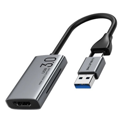 CABLETIME CABLETIME video capture CT-ACHC3-AG, HDMI/USB & USB-C, 4K/30Hz, γκρι