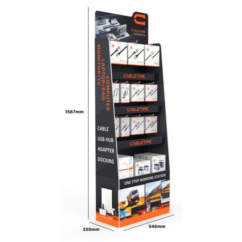 CABLETIME CABLETIME stand προβολής CT-STAND-BIG με γάντζους, 54.6 x 25 x 156.7cm