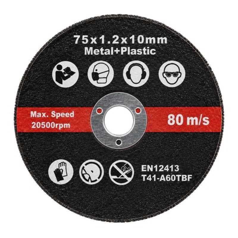 Powertech POWERTERCH σετ δίσκοι κοπής μετάλλου/πλαστικού PT-1648, 75mm, 20500rpm, 5τμχ