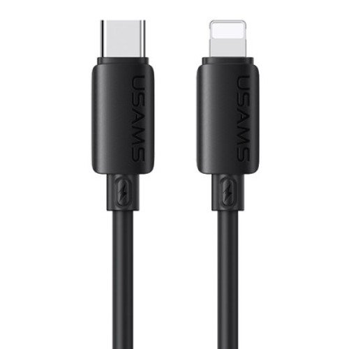 USAMS USAMS καλώδιο Lightning σε USB-C SJ788, σιλικόνης, 30W, 480Mbps, 1m, μαύρο