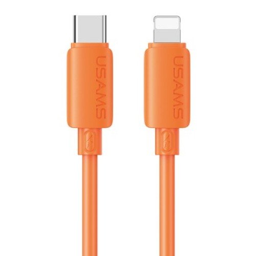 USAMS USAMS καλώδιο Lightning σε USB-C SJ788, σιλικόνης, 30W, 480Mbps, 1m, πορτοκαλί