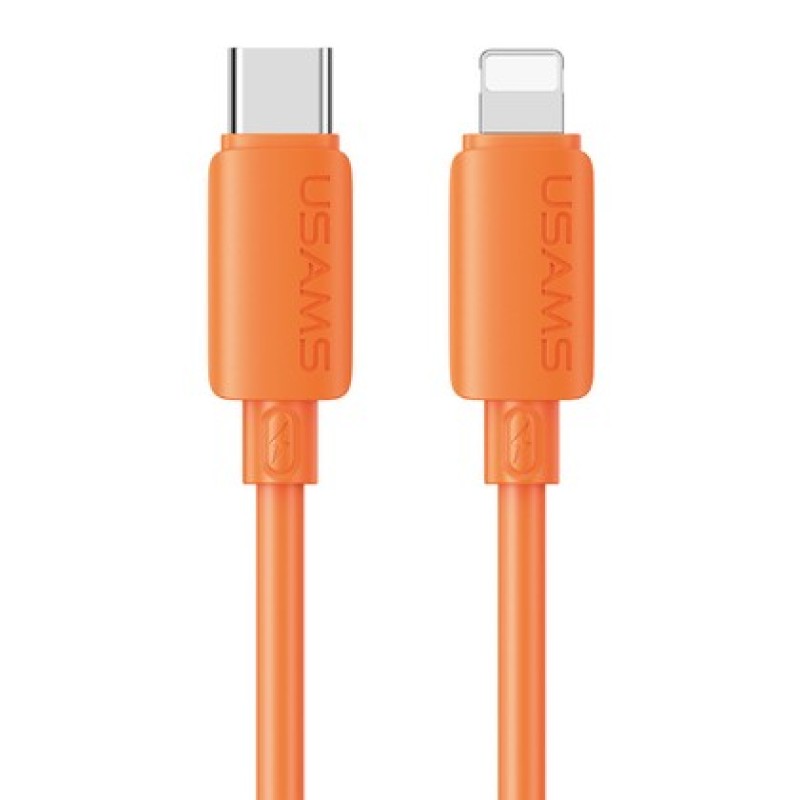 USAMS USAMS καλώδιο Lightning σε USB-C SJ788, σιλικόνης, 30W, 480Mbps, 1m, πορτοκαλί