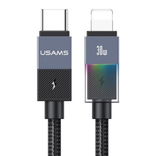 USAMS USAMS καλώδιο Lightning σε USB-C SJ776, 30W, 480Mbps, 1.2m, μαύρο