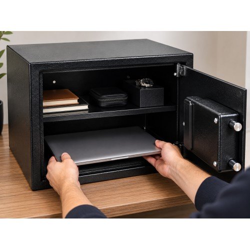 Powertech POWERTECH χρηματοκιβώτιο ασφαλείας PT-1666 με ράφι, ψηφιακό κλείδωμα, 44x40x30cm, 17kg